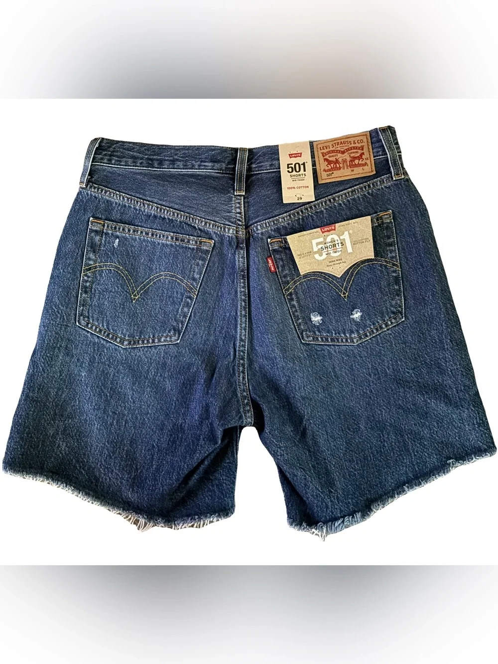 Levi’s 501 Mid thigh blue denim shorts